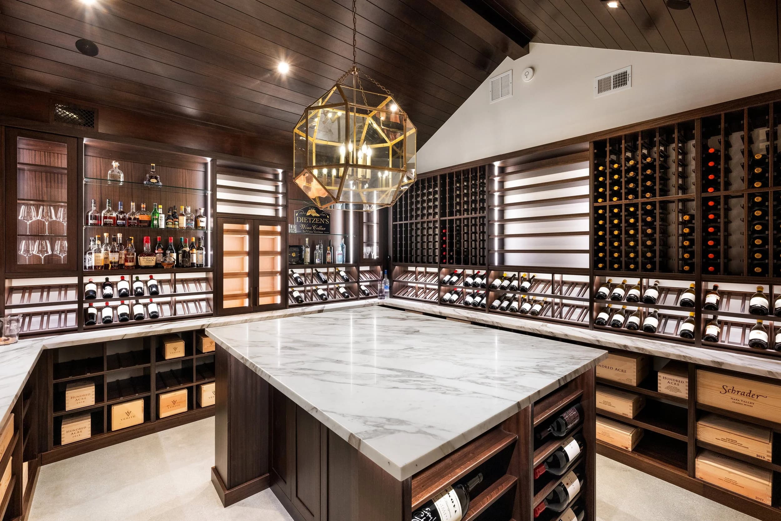 Luxury custom wine cellar installation in Charlotte, NC - climate-controlled wine storage with premium racking and glass enclosures